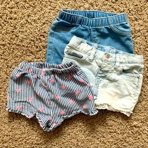Lot of girls shorts 2/3T. 3 pair denim shorts. EUC